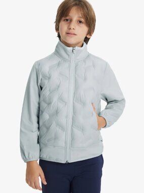 NWT New MAELREG Boys Windproof Puffer Jacket In Light Grey Size 8